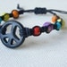 Rainbow Peace Adjustable Macrame Hemp Bracelet