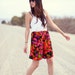 Super Hippie Retro Floral Pink Black High Waisted Vintage Shorts - Caroline