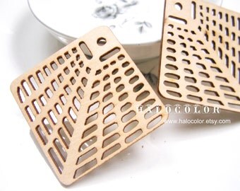 60x60mm Pretty Nature Color Web Wooden Charm/Pendant MH118 11