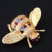 BEE PIN - BROOCH - Gold with Colorful Rhinestones