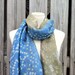 Beautiful Upcycled VINTAGE Silk Sari Scarf in Sky Blue and Light Olive Khaki
