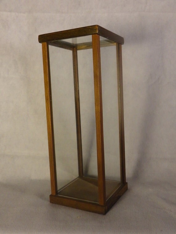 Vintage Wood and Glass Display Curio Case for Doll Sculpture