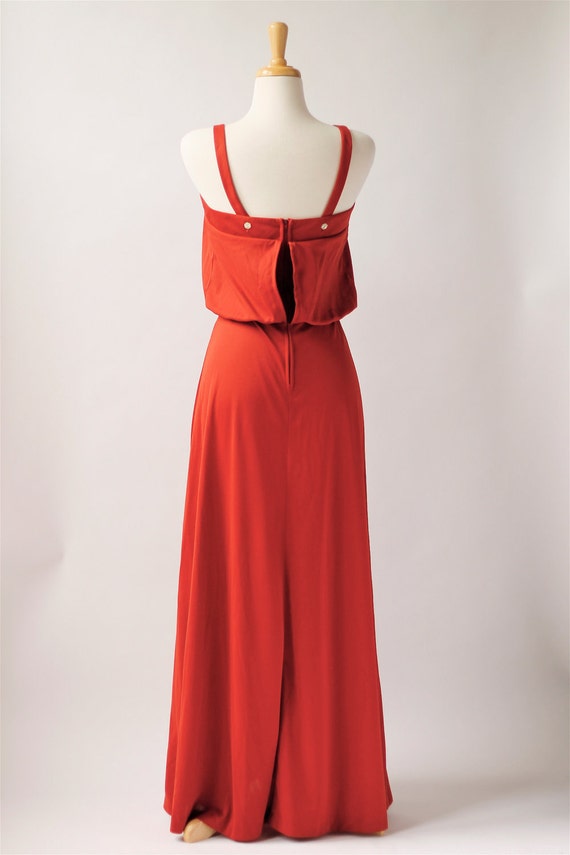 1970s vintage burnt orange maxi dress