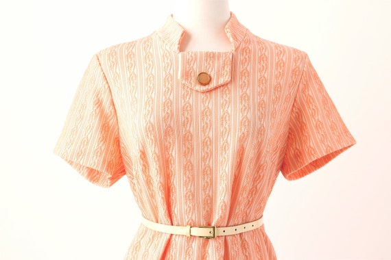 1960s peach plus size button dress