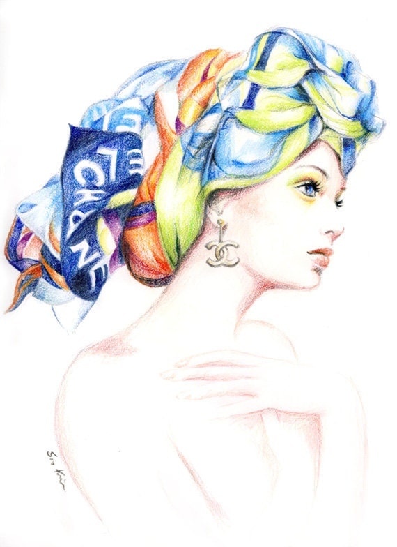 fashion illustration with colored pencils chanel scarf fashion illustration colored pencil drawing print fashion illustration with colored pencils chanel scarf fashion illustration colored pencil drawing print