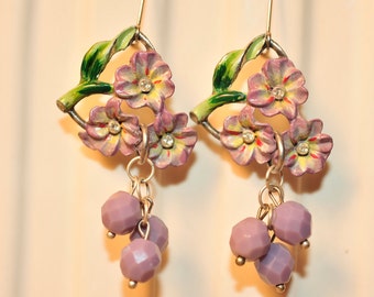 Handmade Vintage Lavender Flower Earrings
