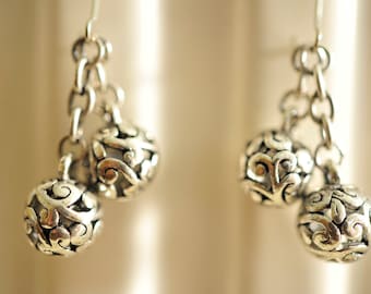Handmade Vintage Silver Filigree Charm Earrings