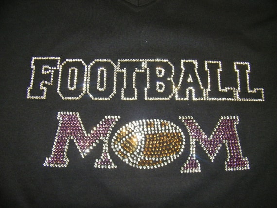 Football Mom Bling Custom Rhinestone T Shirt