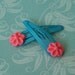 50% OFF SALE Pink Daisy Barrettes -- Sky Blue