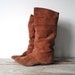 Soft Suede Rust Slouch Boots. Size 7