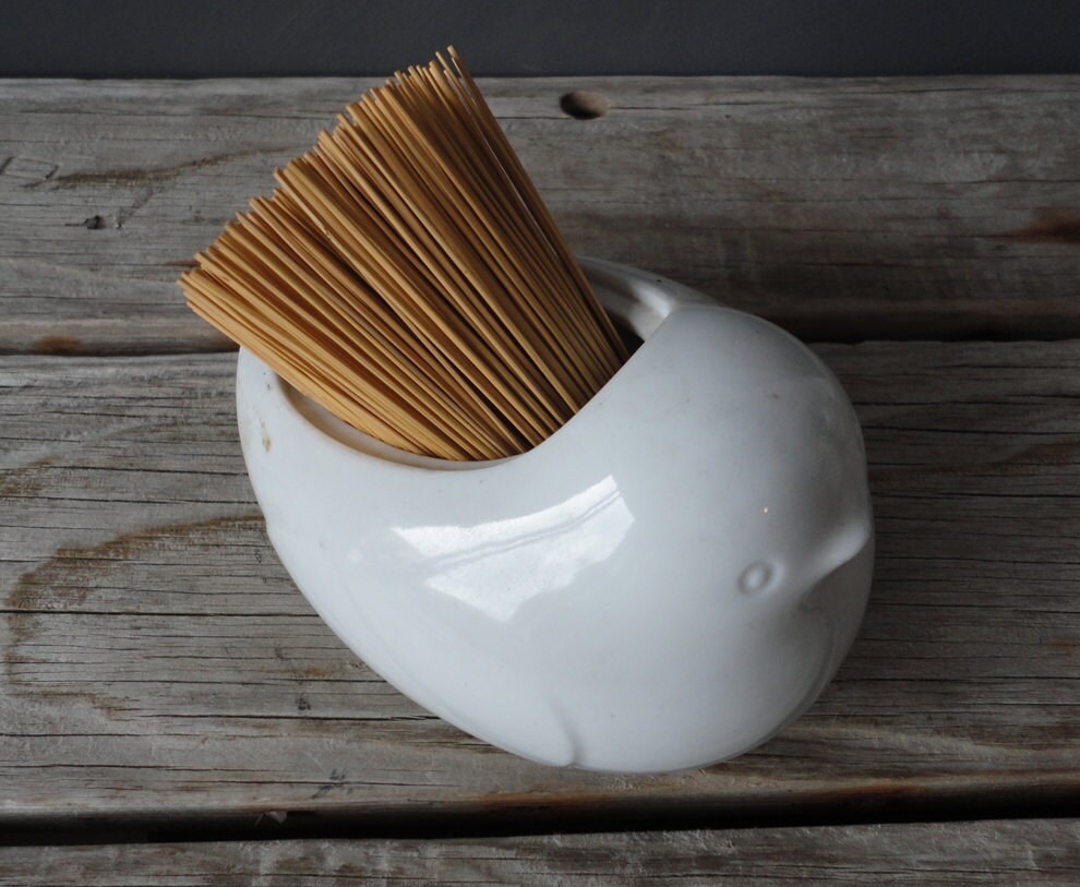 Bird Pottery Rustic Straw Brush Holder