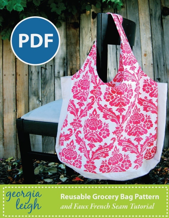 Reusable Grocery Bag PDF Sewing Pattern by GeorgiaLeighDesigns