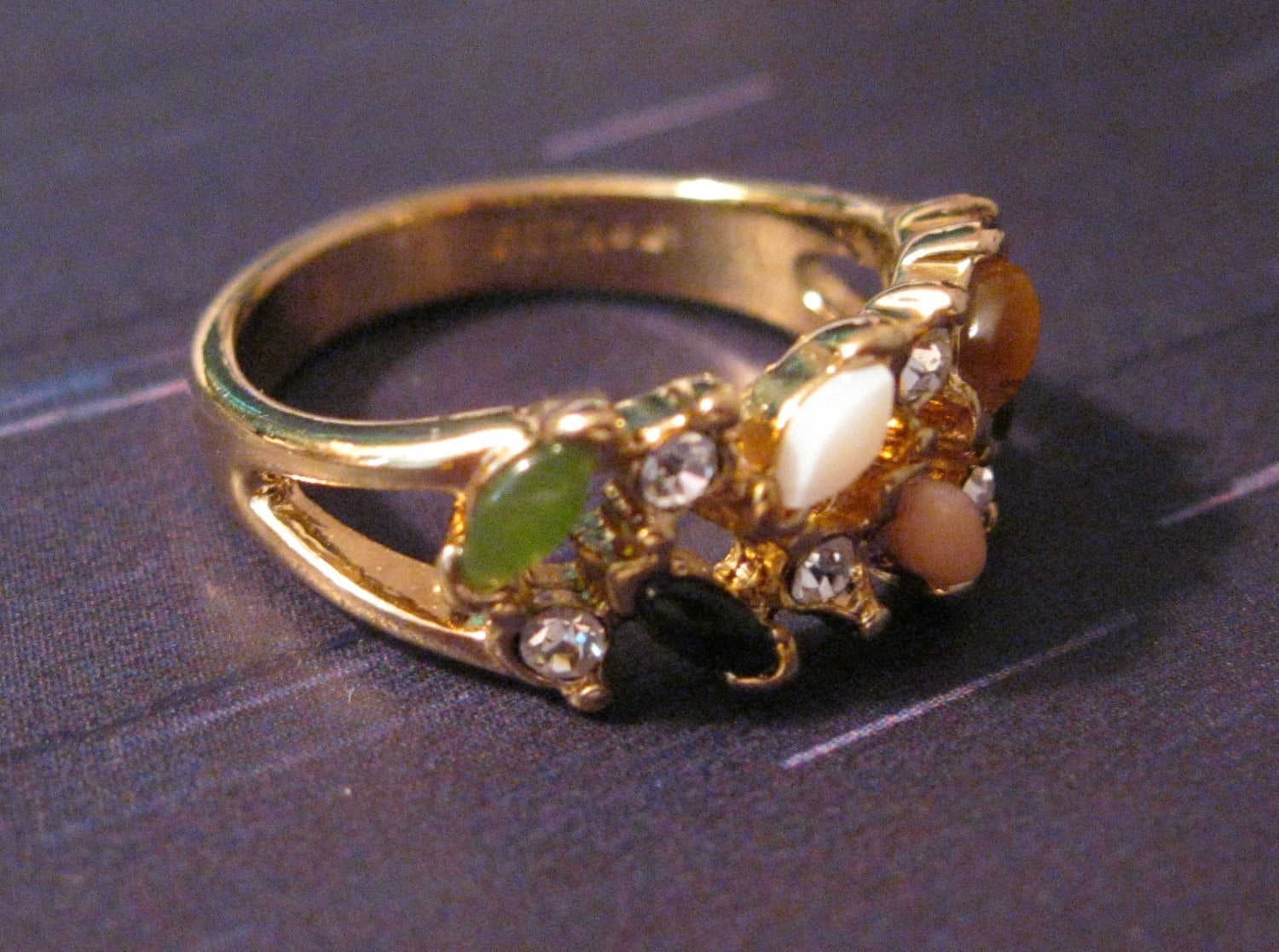 Vintage Ring Signed Seta Multi Colored Stones by CarlyBette