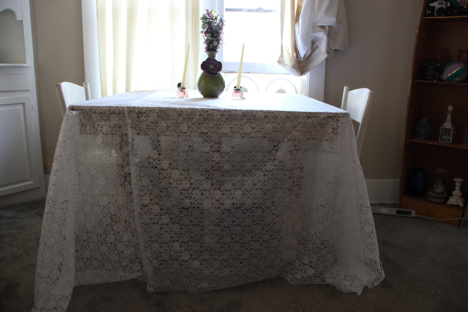 10 Handmade Lace Tablecloth Overlays 90 Inch by PemberleyHeirlooms