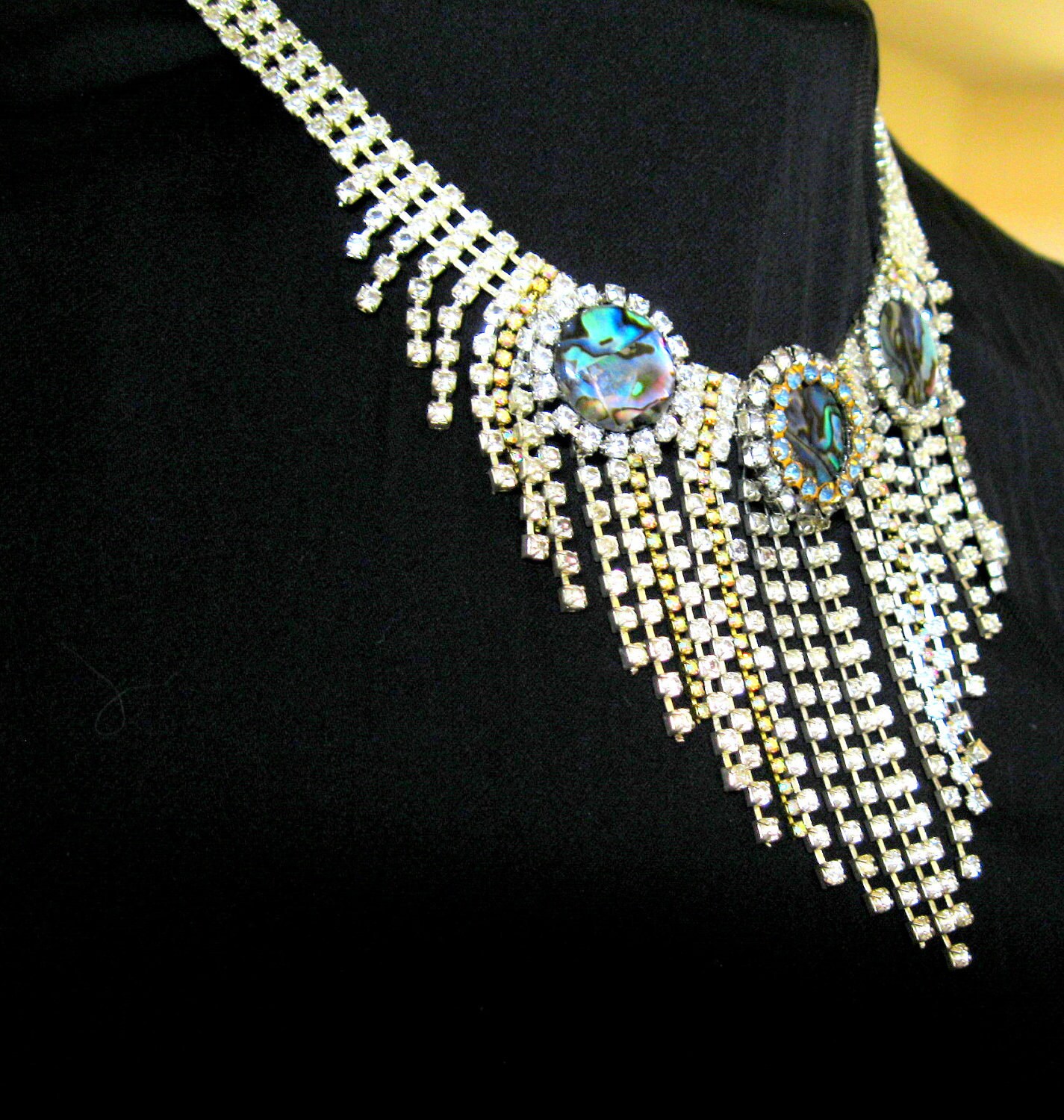 Vintage rhinestone Collar Necklace Statement necklace Bib