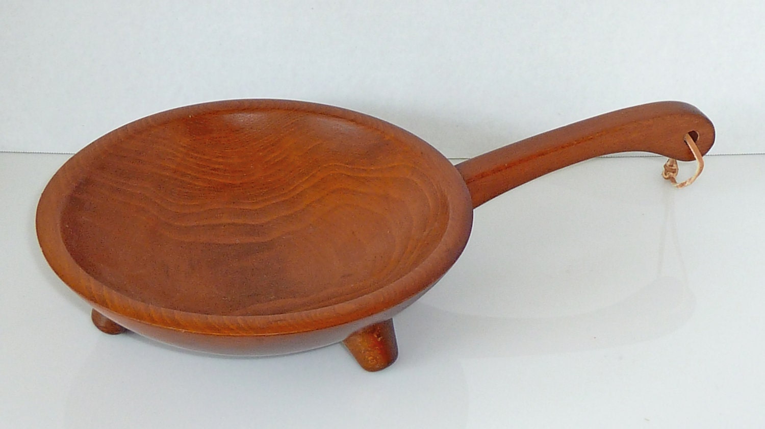 Vintage Munising Footed Wood Bowl with Handle