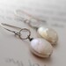 Pearl Earrings, Sterling Silver Coin Pearl Earrings, White, Oxidized, June Birthstone, Bride, Romantic, Classic Round