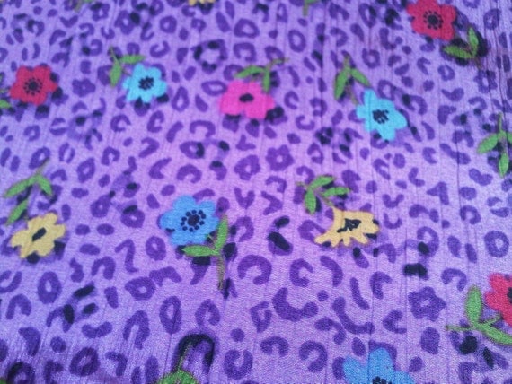 Items similar to Purple Floral Leopard Print Fabric on Etsy