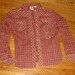 vintage shirt rust XS sparkle gold thread button plaid 60s sheer western