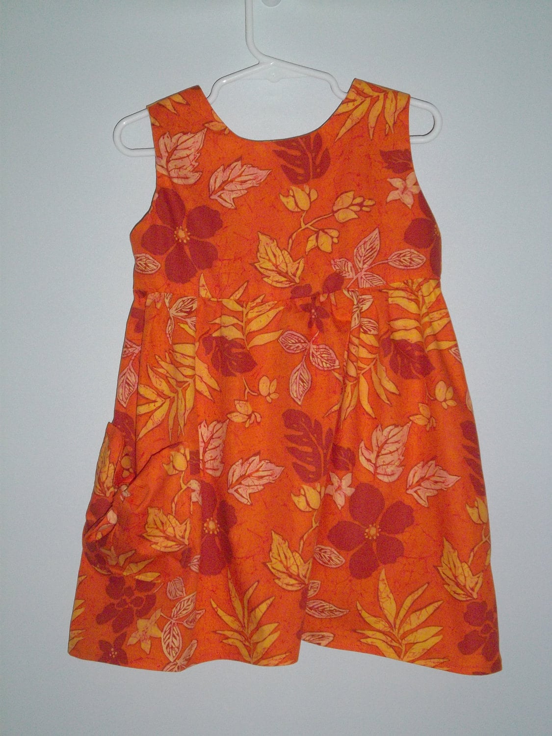 Orange/ flower Hawaiian print sundress Girls sizes 45678