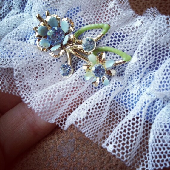 Bridal Garter Light Blue Vintage Jewelry & Point d'Esprit