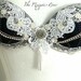 Lushious Navy Satin and White Lace Bra - Vintage, Steampunk, Dance, Burlesque, Fusion Belly Dance