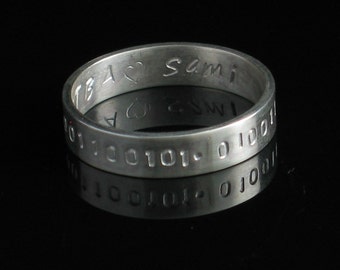 Handmade Sterling Silver Ring 5mm Band Personalized Inspirations - Unisex Stamped Single Side