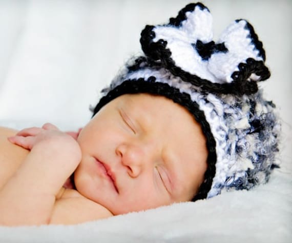 Items similar to Bling Bling Black & White Baby Hat Cap with Exotic ...