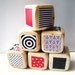 Baby Blocks. Developmental Toy. Red. White. Black. Geometric Prints and Pattern. Wood. Shower Gift