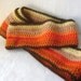 Crochet Stripe Scarf, 100% Wool, Long Skinny Scarf, Orange, Yellow, Brown OOAK