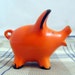 RESERVED FOR JEN: Vintage Goebel Piggy, Mid Century Modern German Goebels Collectible Hot Orange Tiny Piglet Figurine 1960s