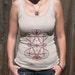 Natural Heather Scoopneck Tank with Rust Screen Printed Decoration - Women's Size M