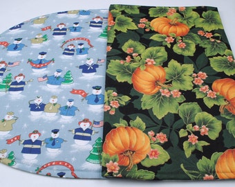 Patriotic Table Runner, Quilted, Reversible, Fall / Winter, 42 in. x 17 in.