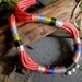Fiber Optix-Neon rope, Fiber and Beaded Statement Necklace-Melon/Indigo/Olive