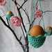 SALE / EASTER decoration - 3 hanging crochet eggs baskets GREEN