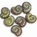 Glass Nautilus Shell Beads Picasso Green 17mm Ammonite 10pcs