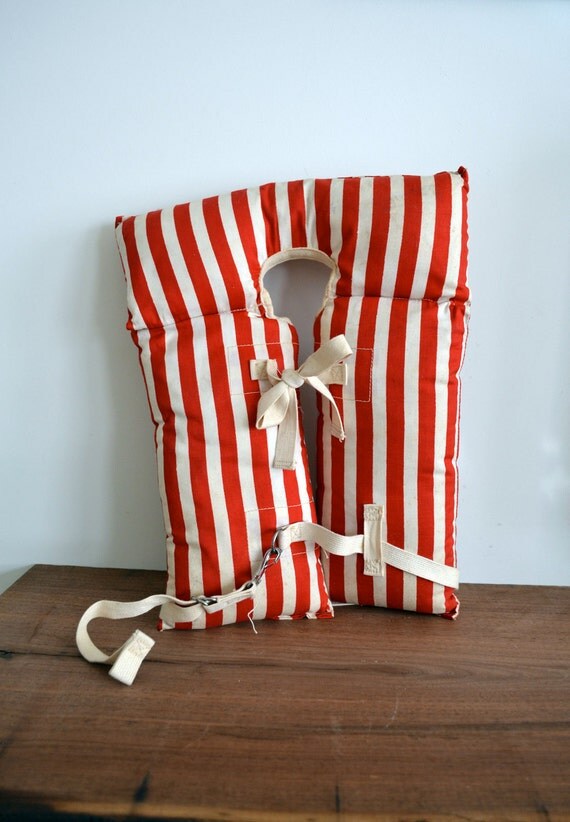 Vintage Red and White Striped Child's Life Vest
