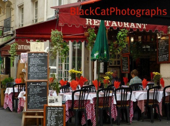 Items similar to Paris Print Cafe Photograph French style Picture red ...