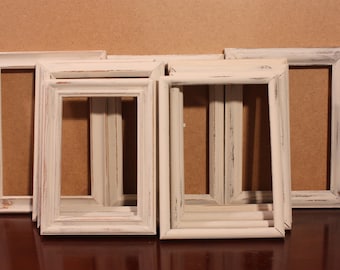 Frame Set Wedding White Shabby Chic 5 x 7 Picture Frames Beach Cottage French Country Southern Farmhouse Home Decor Photo Birthday Gift