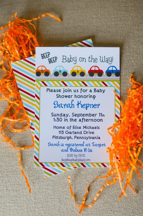 CARS Beep Beep Baby Shower/Birthday Invitation, Printable Il_570xn