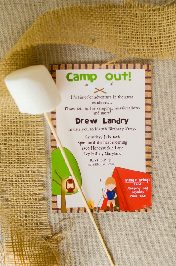 Printable Camp Out Birthday Invitations 3