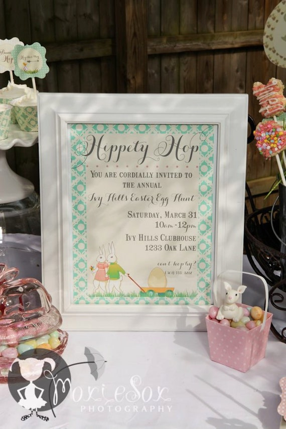 EASTER Invitation, HIPPETY HOP- Custom Printable-As seen on Amy Atlas Events Il_570xn