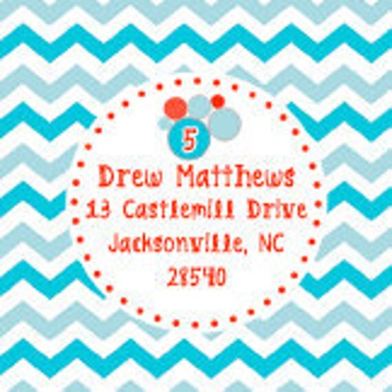 Red & Aqua BOUNCE HOUSE Printable Custom Address Labels Il_570xn