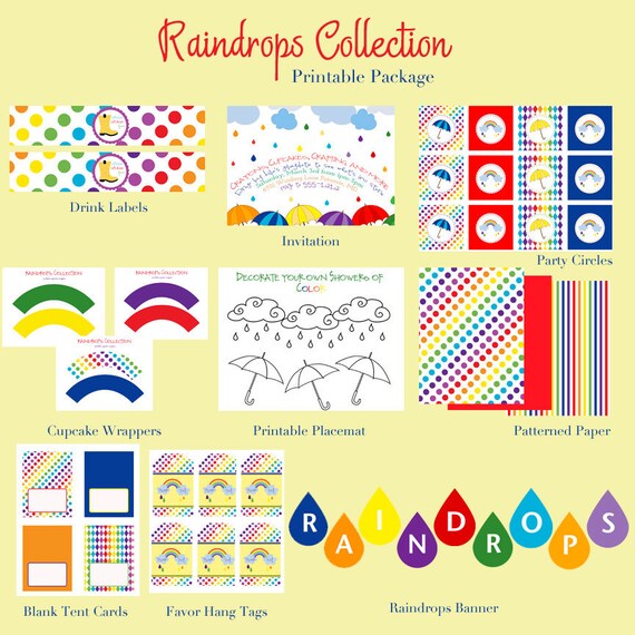 RAINBOW BIRTHDAY PARTY or Play Date Collection, As Seen on Pizzazzerie Il_570xn