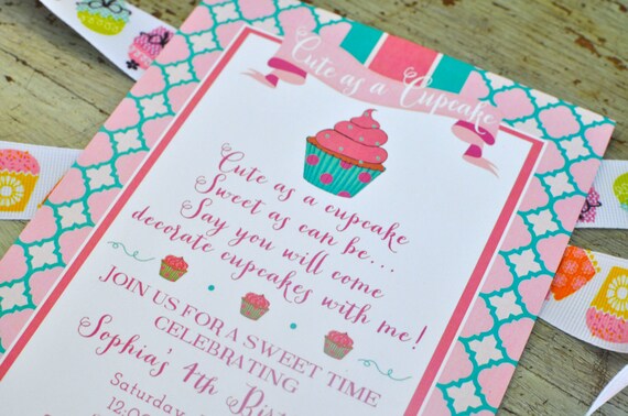 Cute as a CUPCAKE Birthday Invitation, As Seen on Hostess with the Mostess, PRINTABLE by Libby Lane Press Il_570xn
