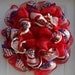 Patriotic Red Mesh Wreath With Glitter Garland