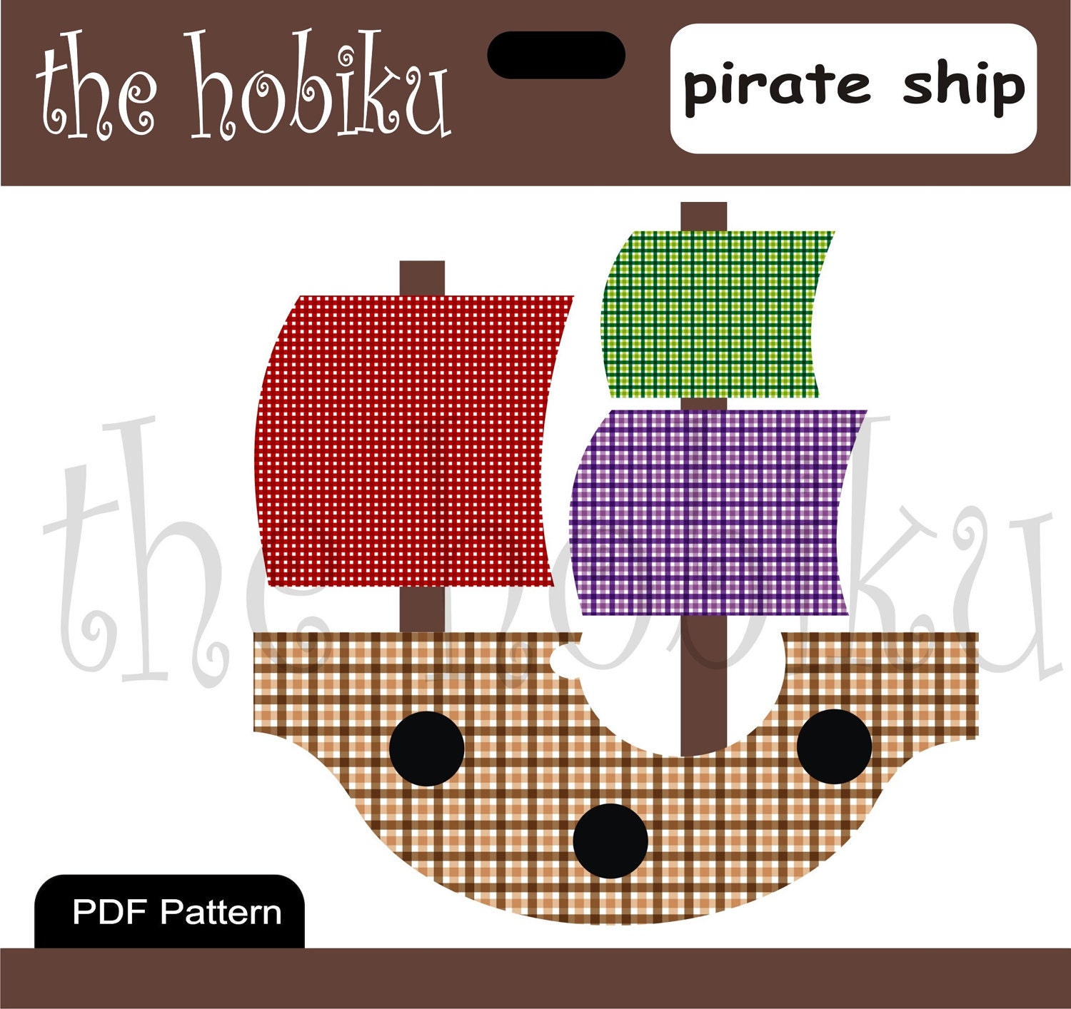 Items similar to PDF Applique Template - pirate ship on Etsy