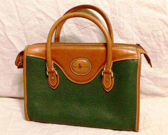 Vintage Hunt Club leather satchel purse in forest green and
