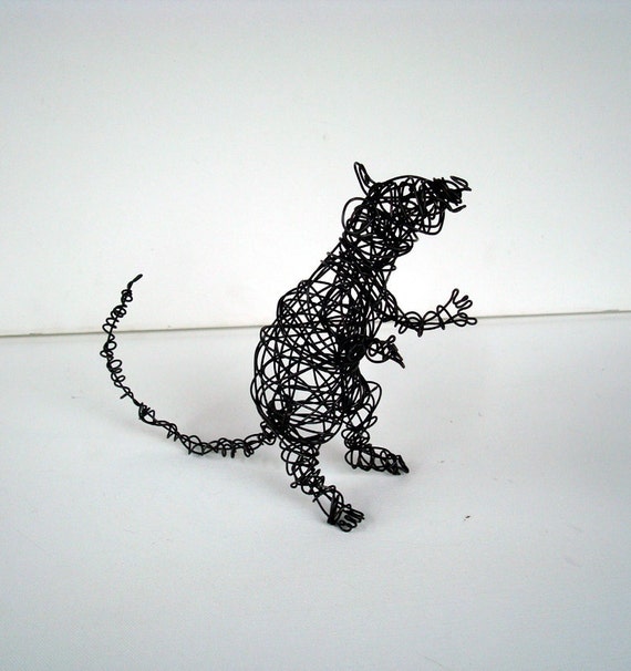 One of a Kind Wire Animal Sculpture PHAT RAT Wire Rat