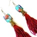 Red Tassel Earrings - Beaded Earrings Maroon